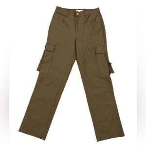 NWOT Good American Faux Leather Trooper Pants Size 2/26 Color Dark Olive Green